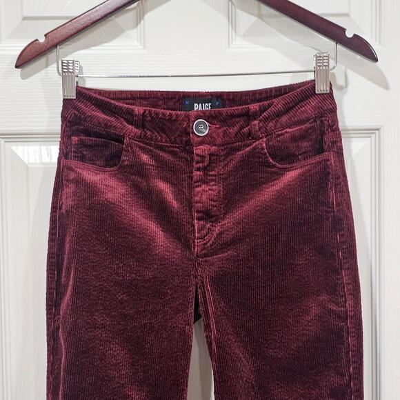 Paige Hoxton Slim Burgundy Corduroy Mid Rise Pants Size 26 - Picture 2 of 9